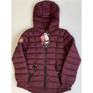 Canada Weather Gear Women’s Hooded Packable Puffer Coat In Cranberry Size M